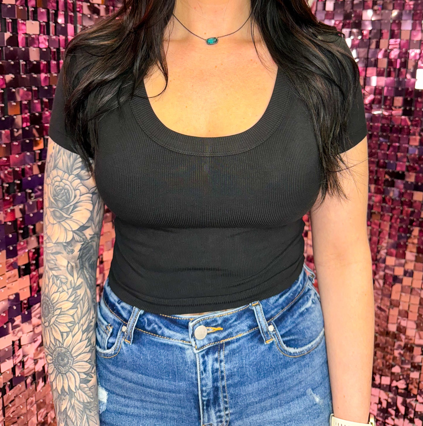 The Audrey Ribbed Cropped Tee