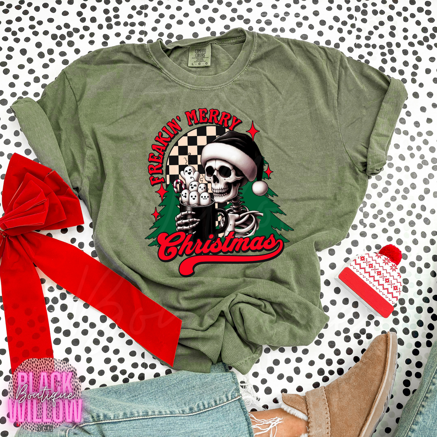 Freakin Merry Christmas Skelly Tee Or Sweatshirt