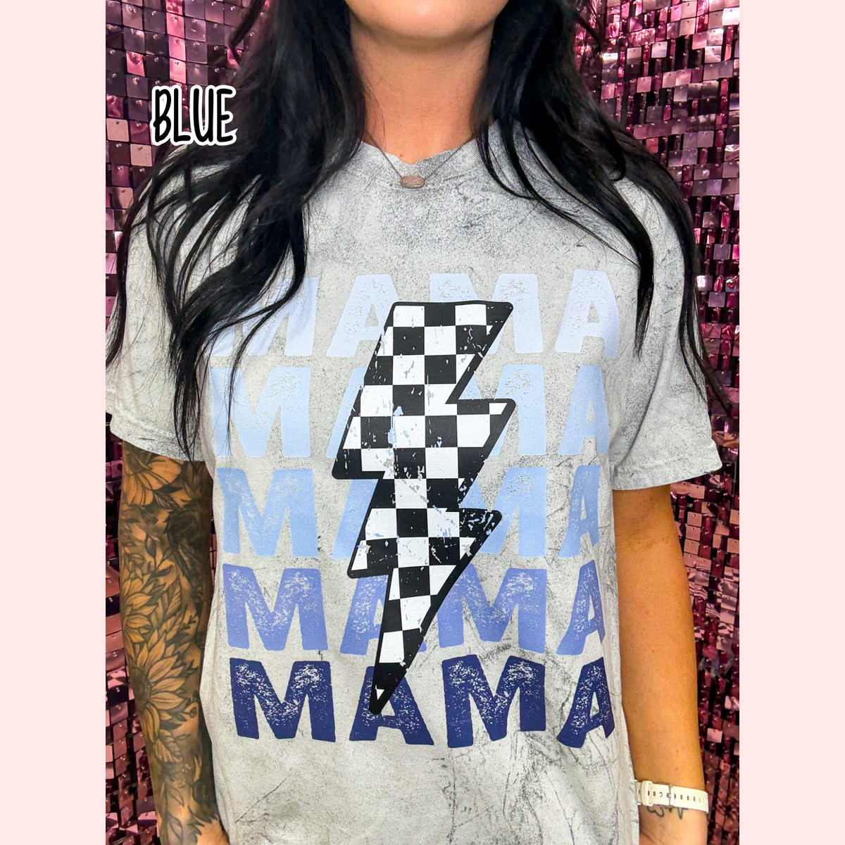 Checkered Mama Tee Or Sweatshirt