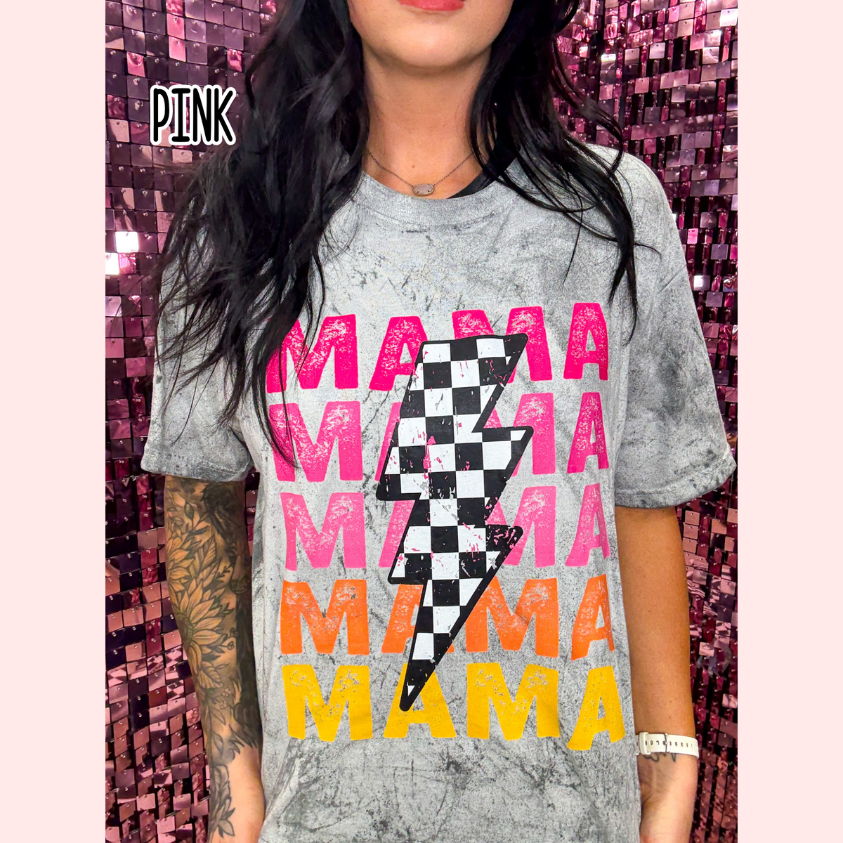 Checkered Mama Tee Or Sweatshirt