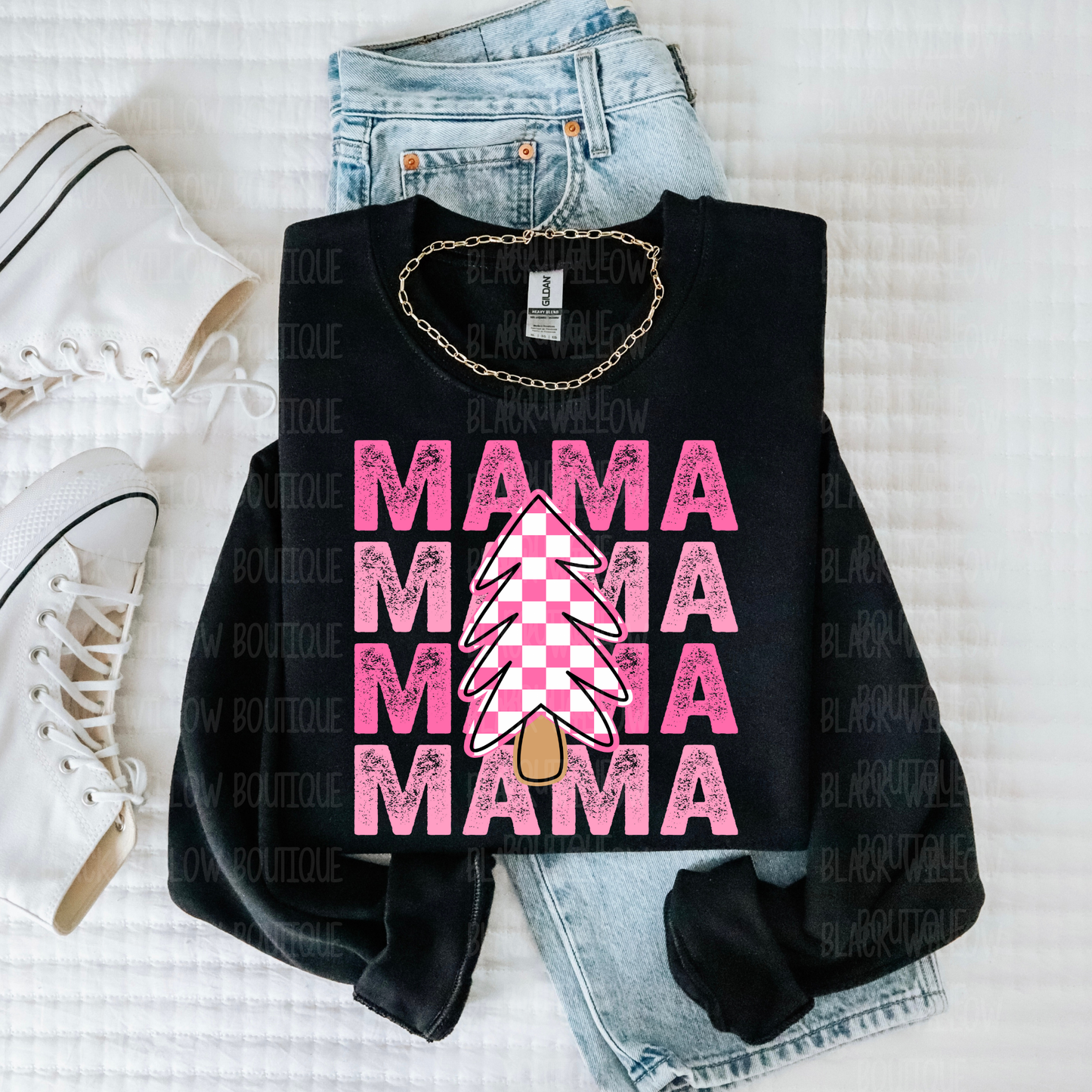 Checkered Christmas Tree Mama Sweatshirt
