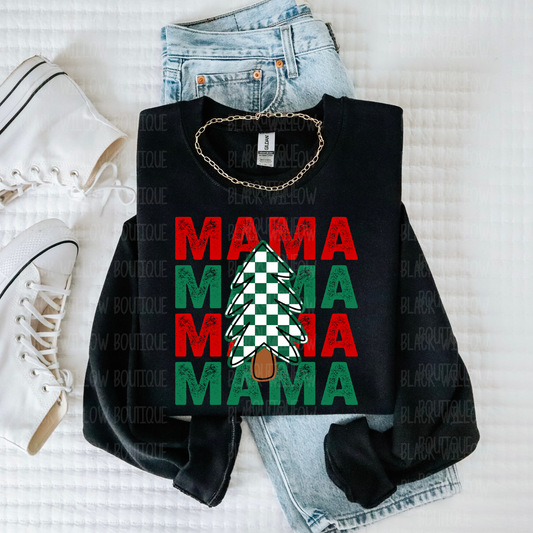 Checkered Christmas Tree Mama Sweatshirt
