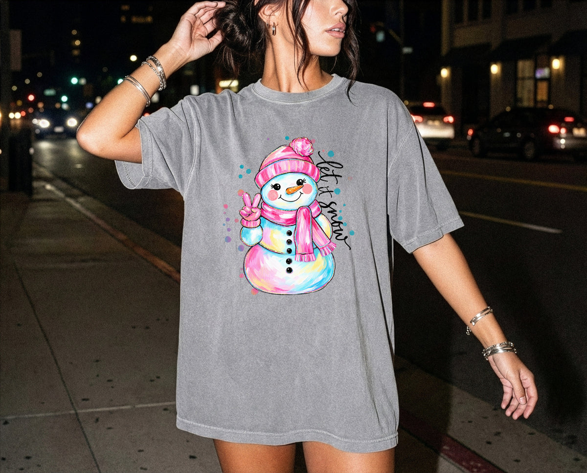 Let It Snow Pink Snowman
