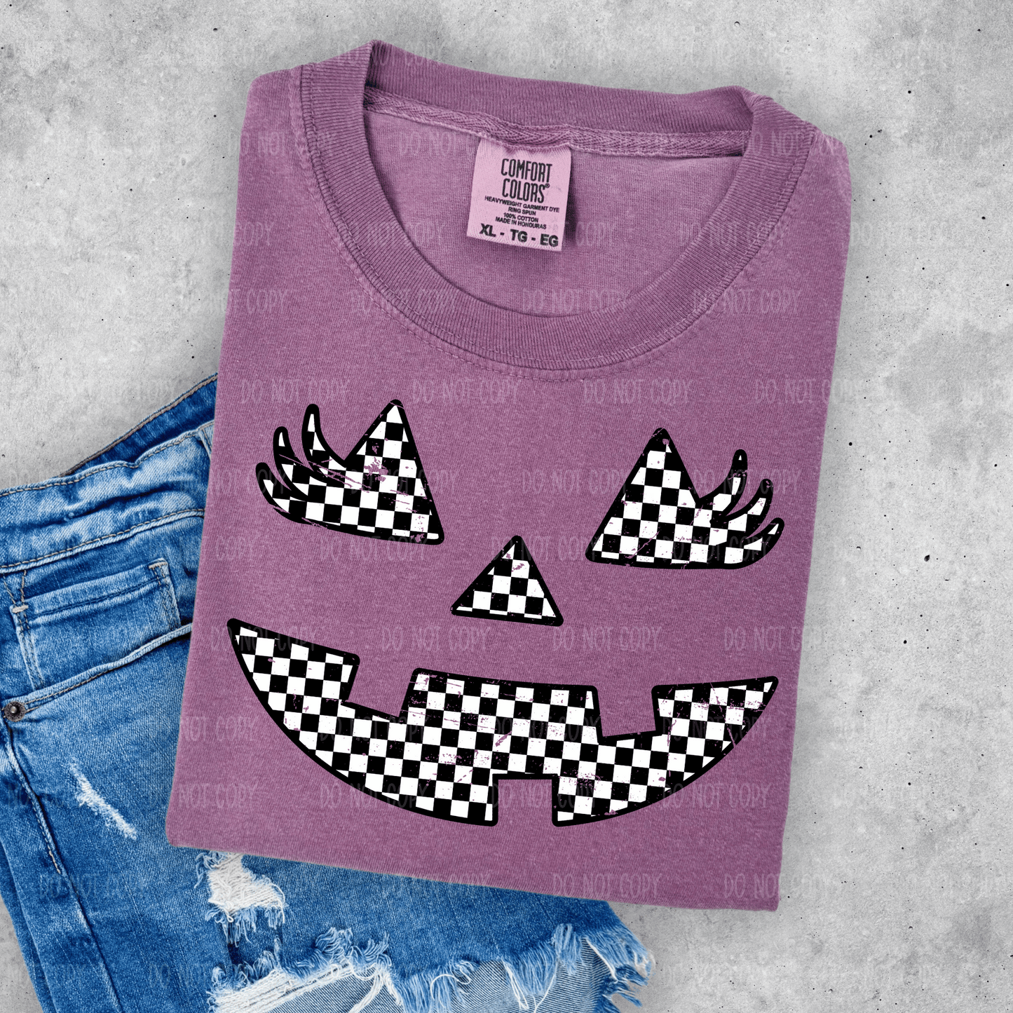 Checkered Pumpkin Single Print DTF Transfer