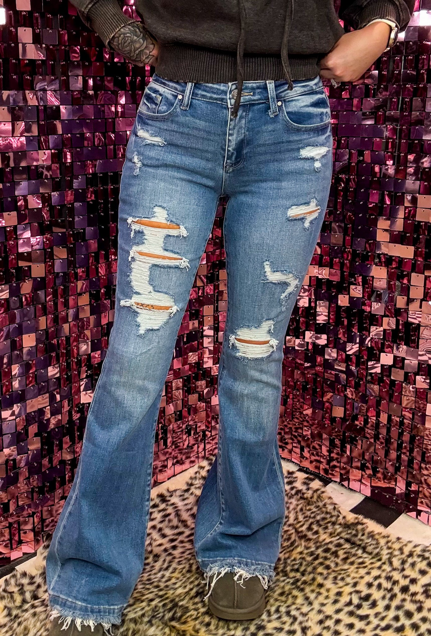 The Ivy Destroyed Stretch Flare Jeans