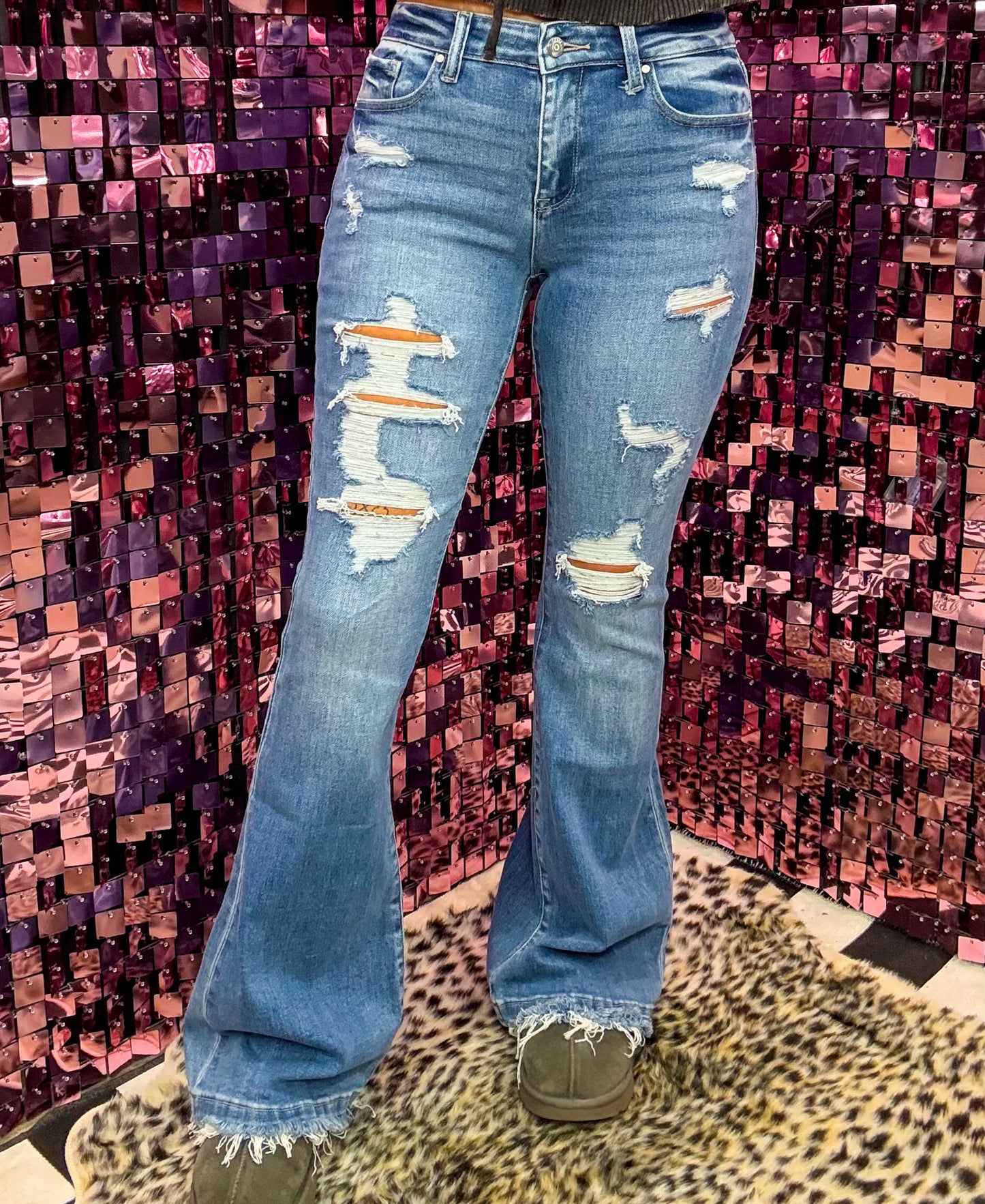The Ivy Destroyed Stretch Flare Jeans