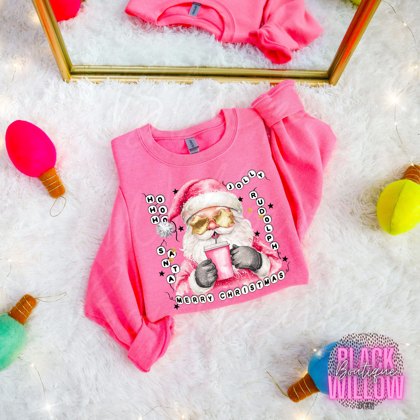 Trendy Pink Santa Sweatshirt