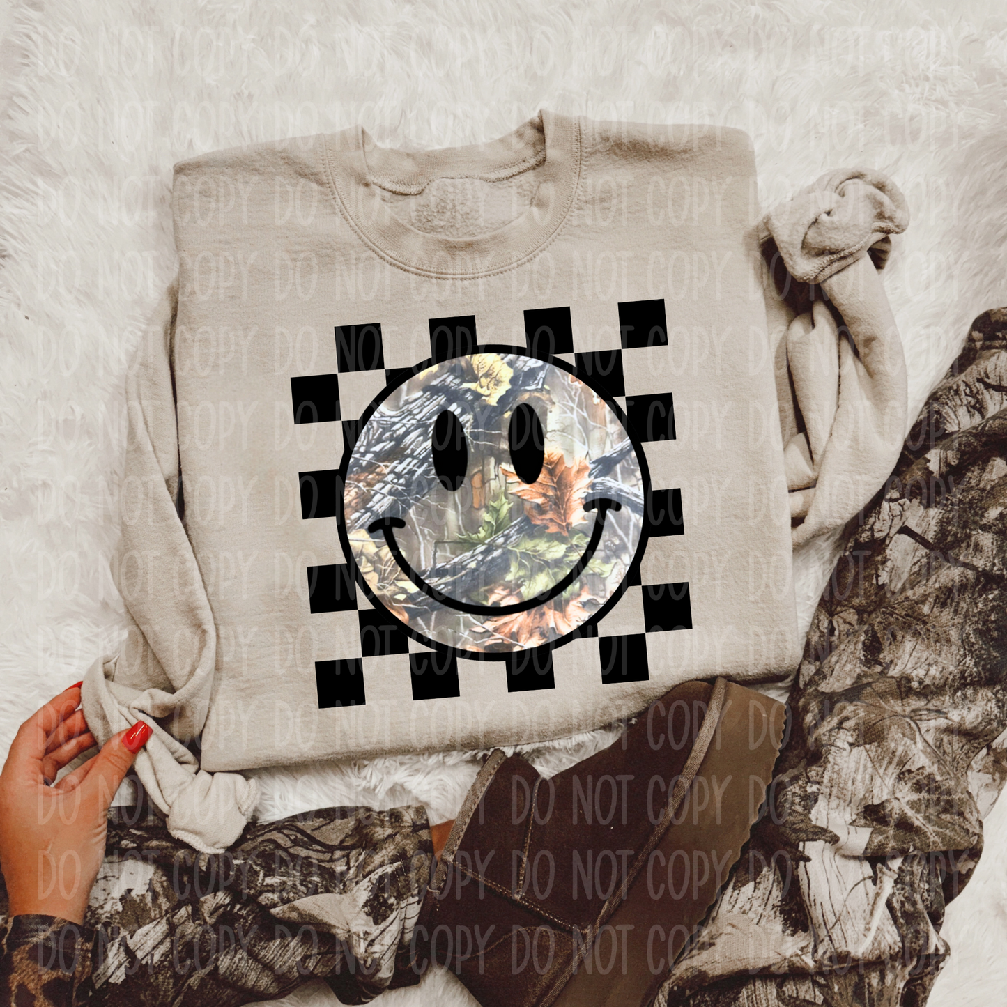 Camo Smiley Single Print DTF Transfer