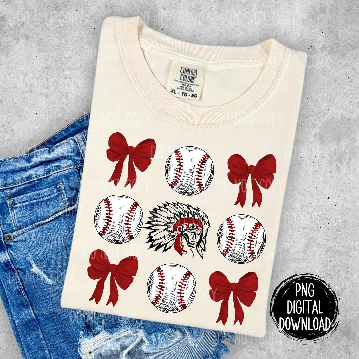 Warriors Mascot | Coquette Bow Baseball | PNG Digital Download | School Spirit | Red Warriors | Trendy Designs