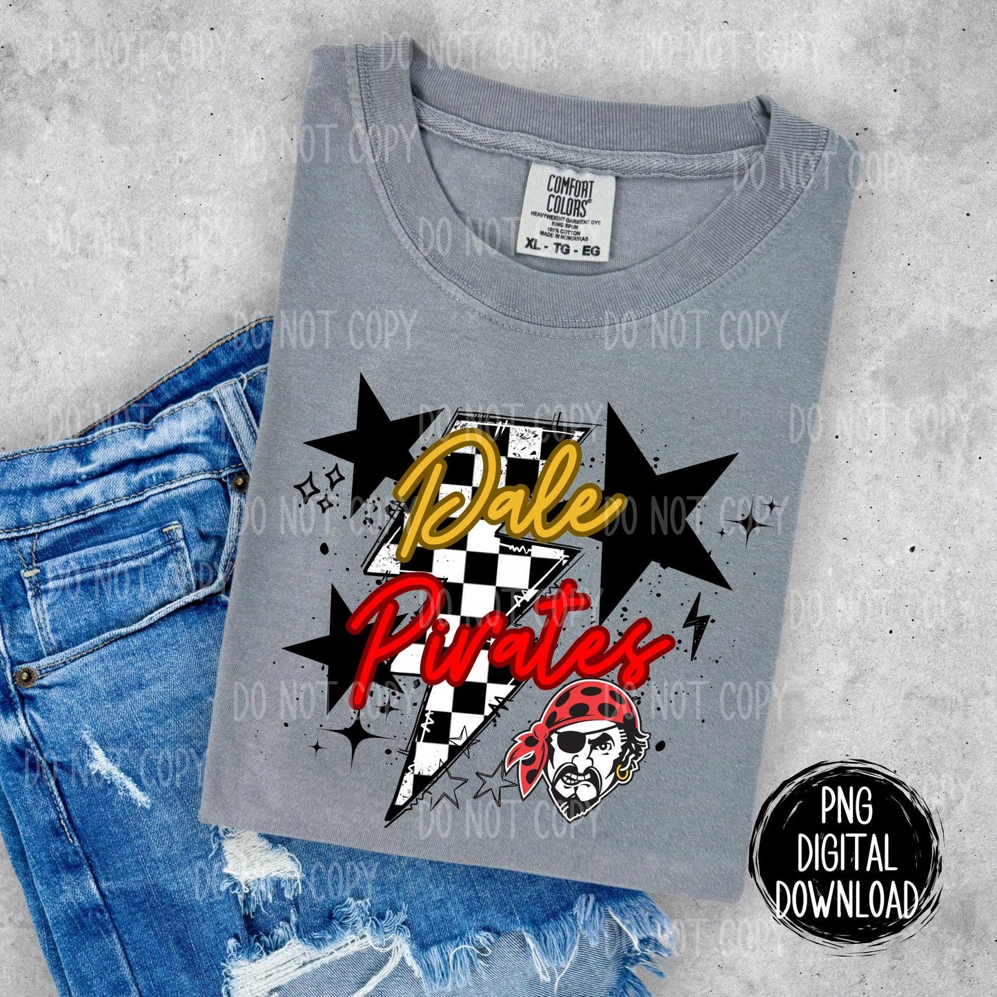 Dale Pirates | Preppy Grunge Mascot | PNG Digital Download | School Spirit | Trendy Designs