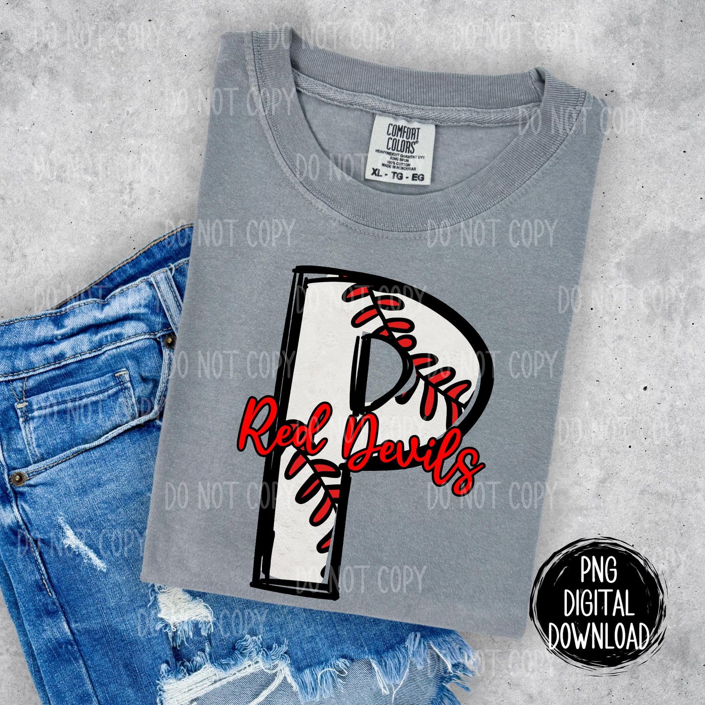 Prague Red Devils Baseball | Preppy Mascot | PNG Digital Download | School Spirit | Trendy Designs | Baseball