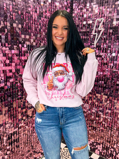 Pink Santa Bubblegum Christmas Tee Or Sweatshirt