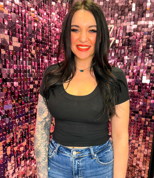 The Audrey Ribbed Cropped Tee