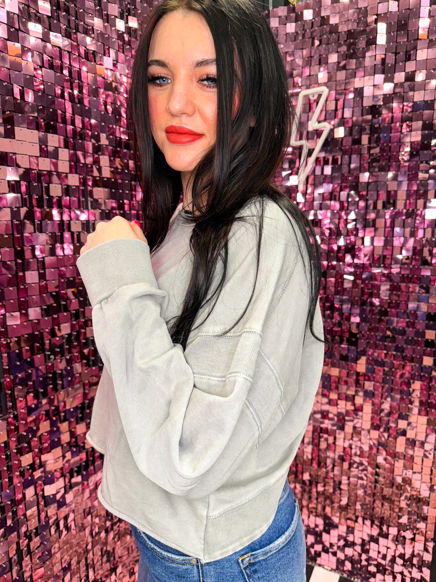 The Julia Mineral Washed Open Back Sweatshirt