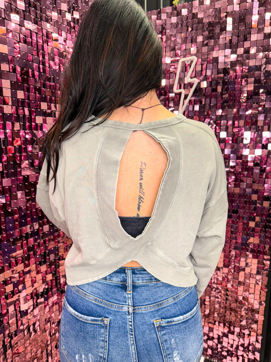 The Julia Mineral Washed Open Back Sweatshirt