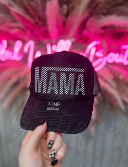 Checkered Mama Trucker Hat