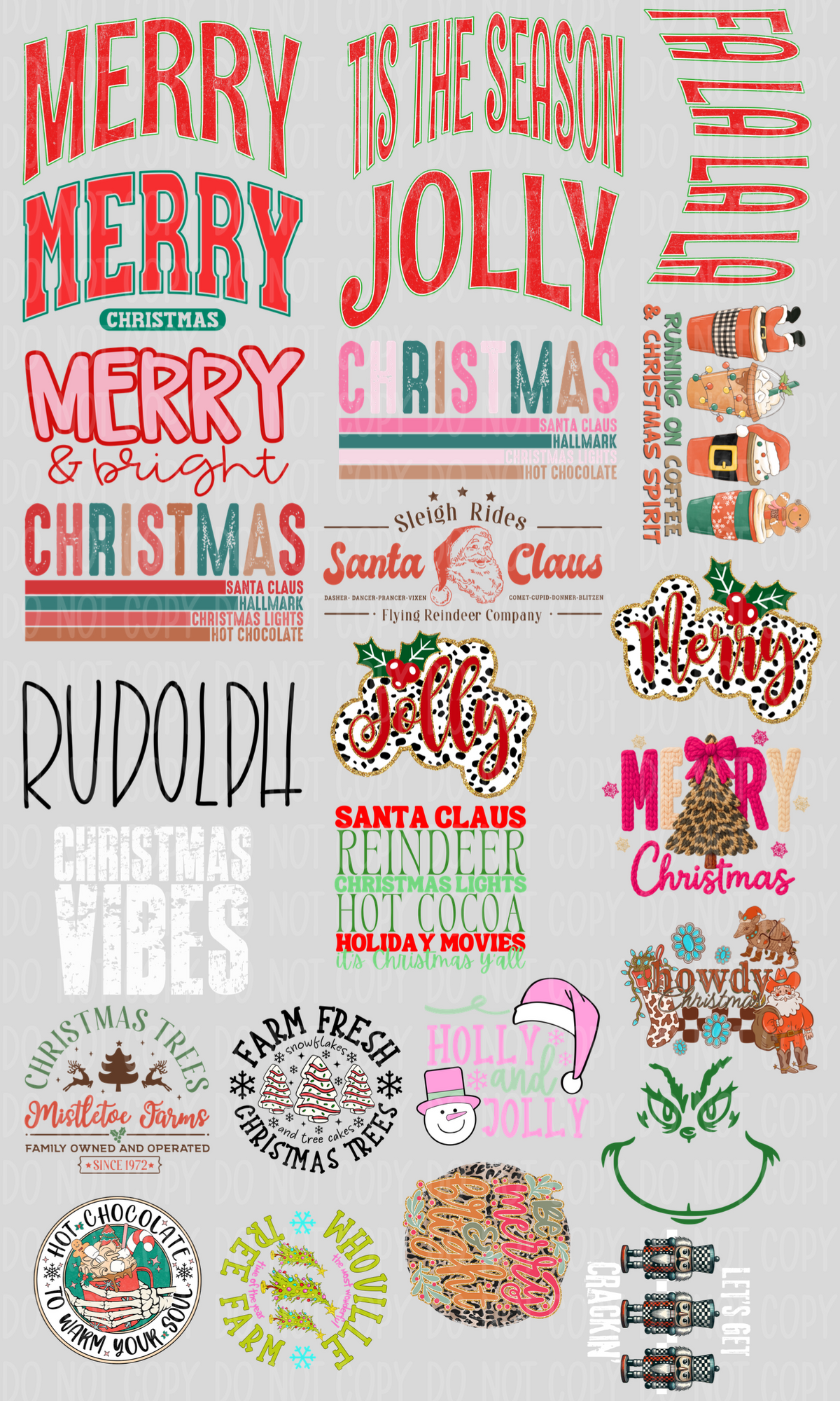 Christmas Trucker Hat Pre-Made Gang Sheet 15X25