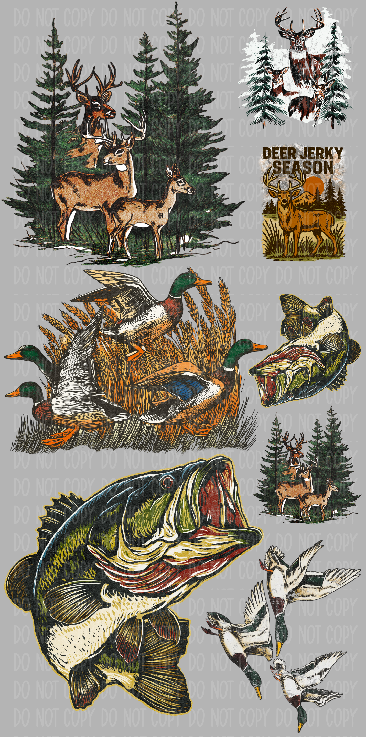 Mini Wildlife Hunting Fishing Pre-Made Gang Sheet