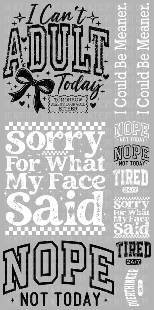 Mini Snarky Humor Pre-Made Gang Sheet