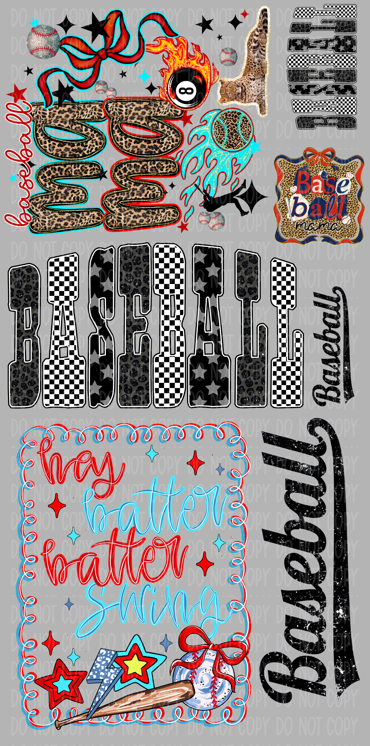 Mini Baseball Pre-Made Gang Sheet 15X30