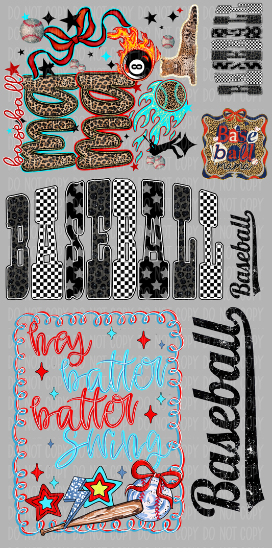 Mini Baseball Pre-Made Gang Sheet 15X30