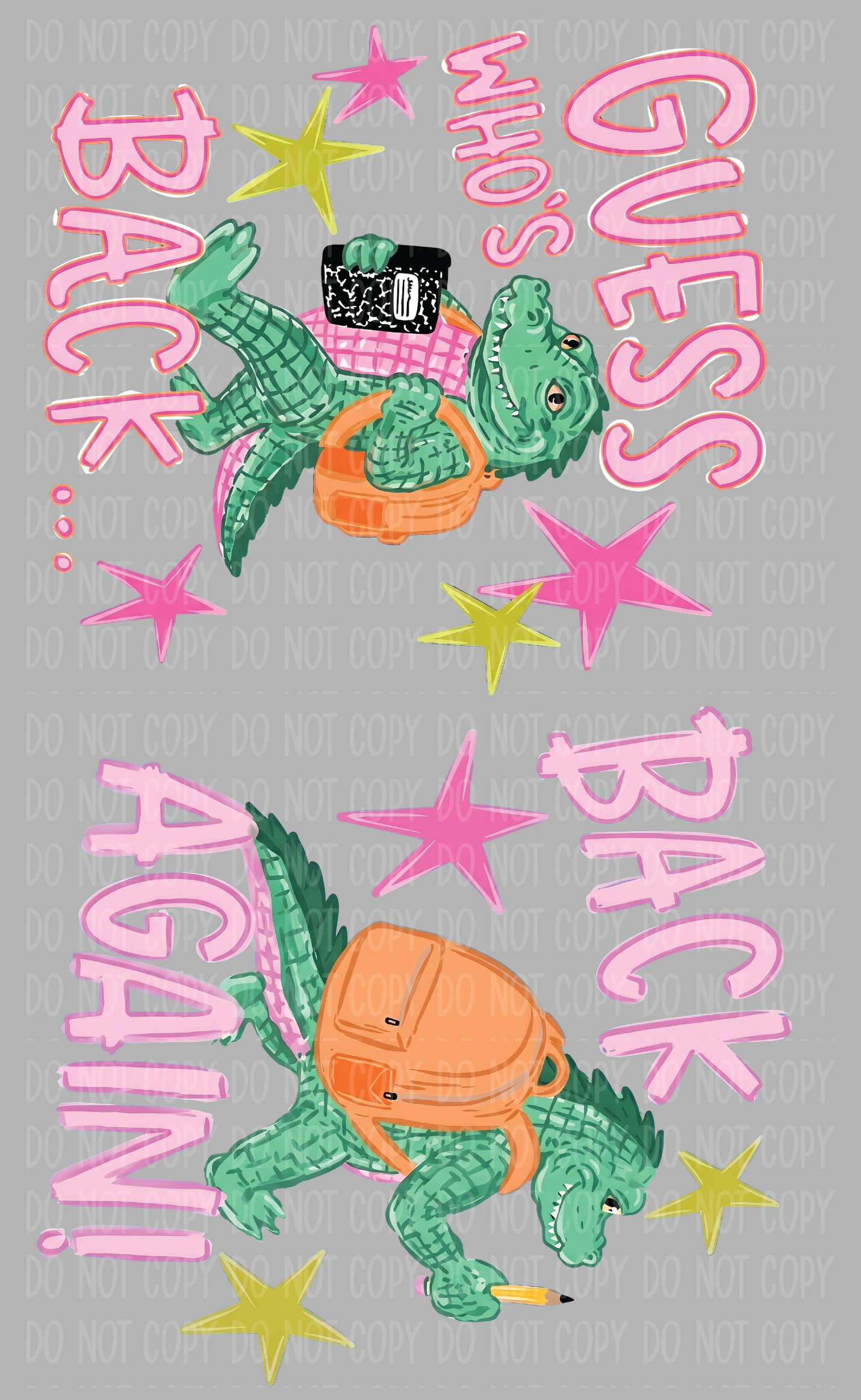Guess Who's Back Pre-Made Gang Sheet 15X25 Back To School ADULT SIZES