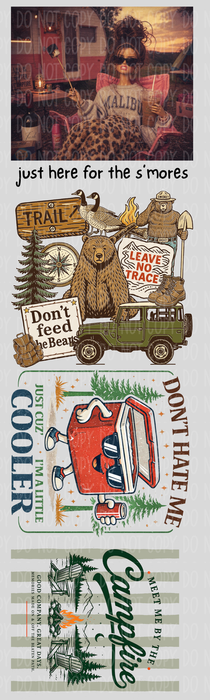 Camping Girly Pre-Made Gang Sheet 15X50