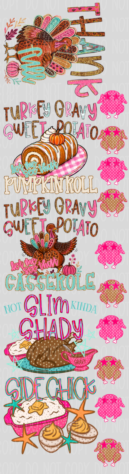 Turkey Gravy Sweet Potato Thanksgiving Pre-Made Gang Sheet 15X55