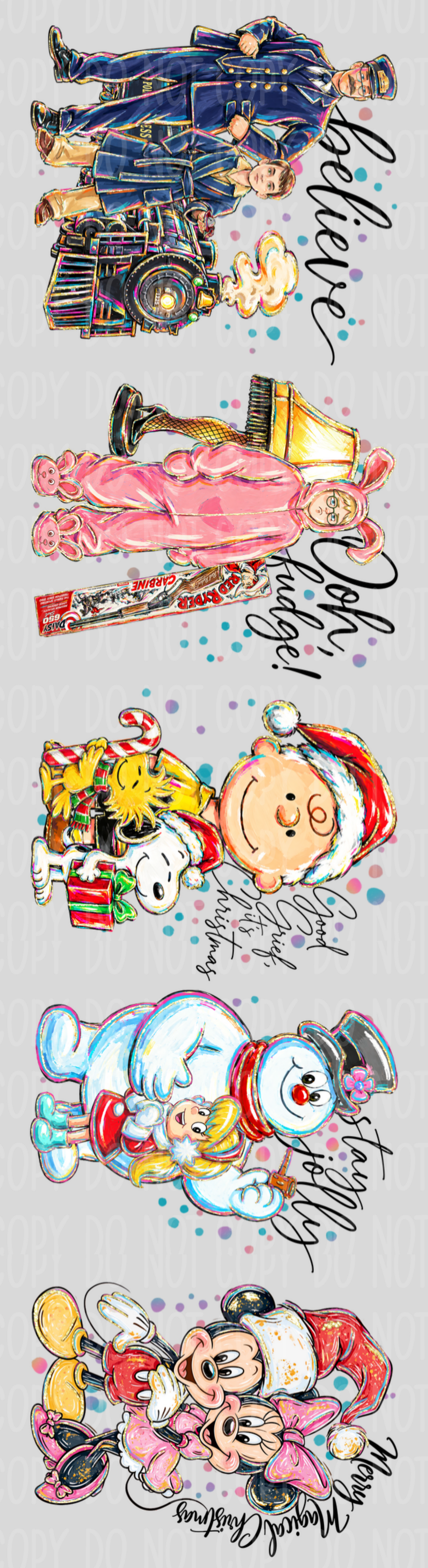 Retro Christmas Pre-Made Gang Sheet 15X55