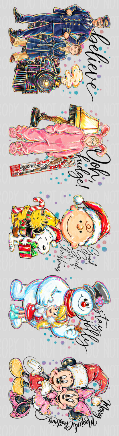 Retro Christmas Pre-Made Gang Sheet 15X55