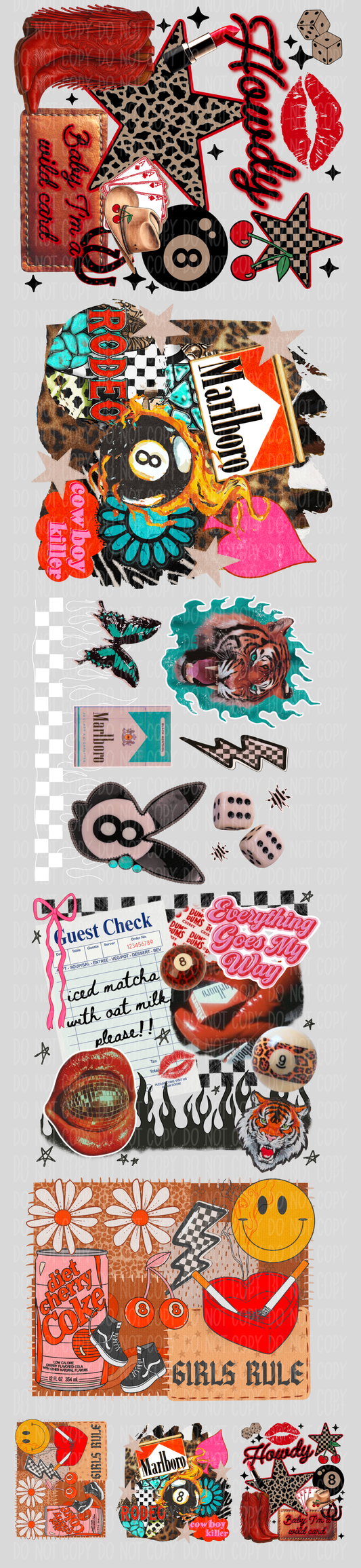 Cowgirl Collage Pre-Made Gang Sheet 15X65