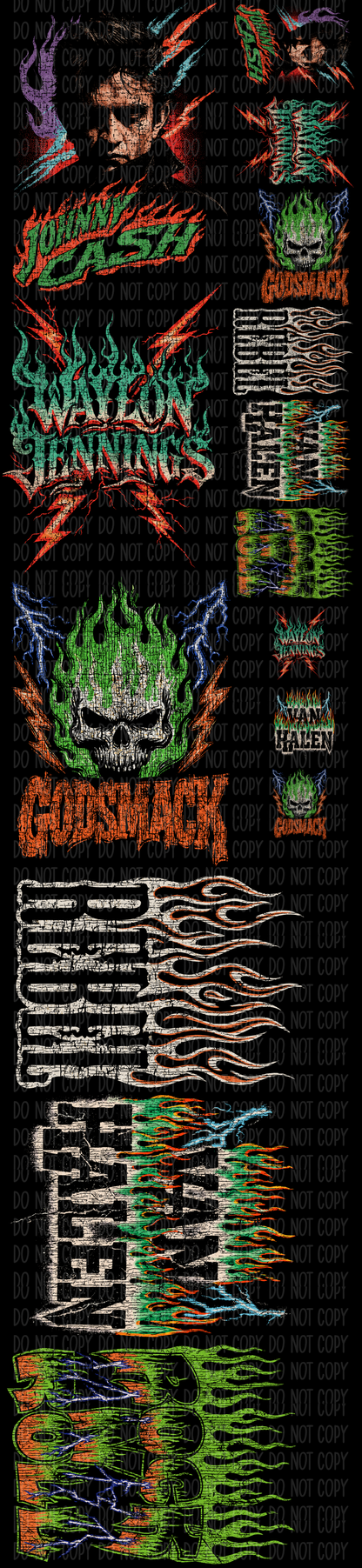 Rad Rock N Roll (Halftone) Pre-Made Gang Sheet 15X65