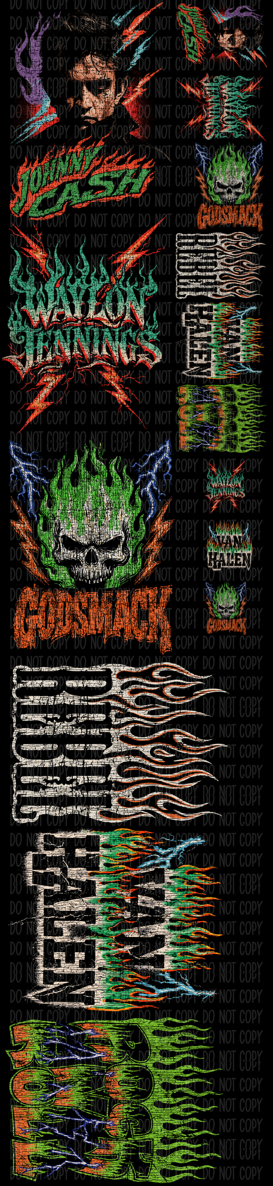 Rad Rock N Roll (Halftone) Pre-Made Gang Sheet 15X65