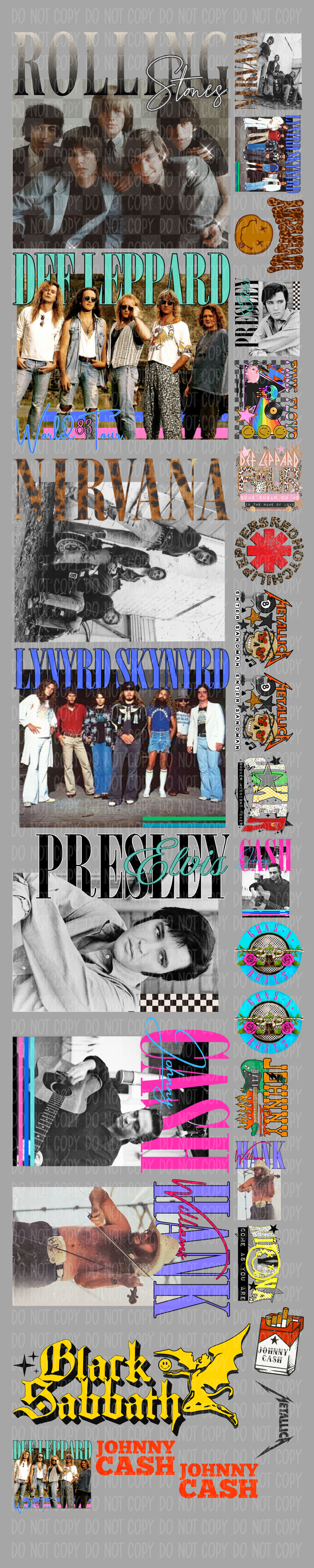 Retro Band Pre-Made Gang Sheet 15X75