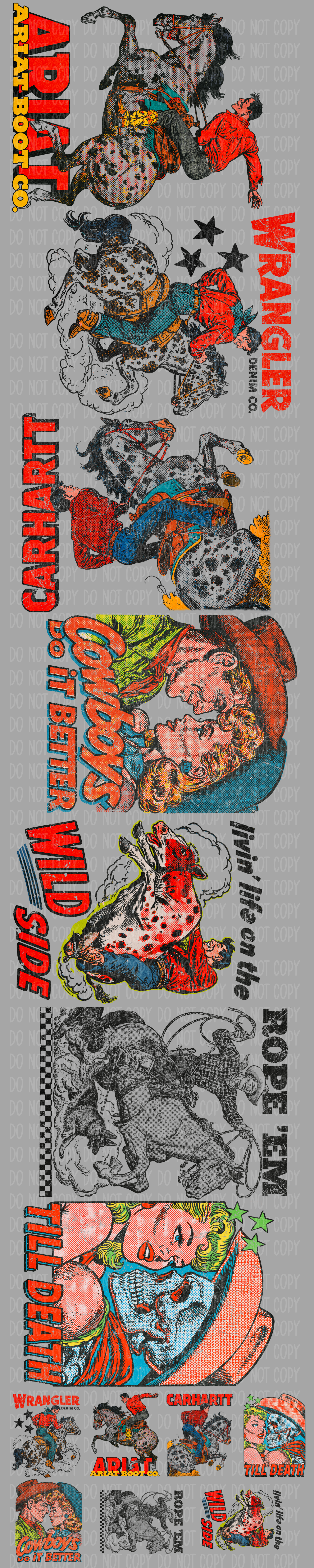 Cowboy Pre-Made Gang Sheet 15X75