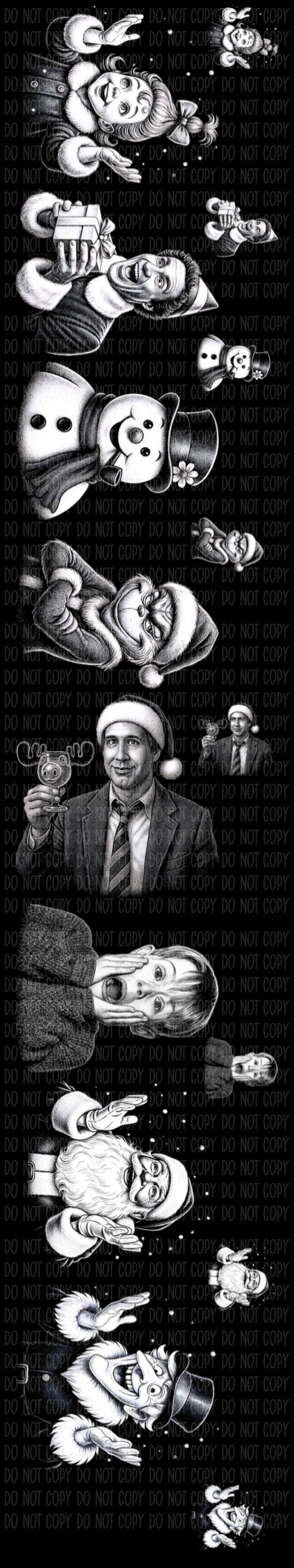Christmas Characters (Halftone) Pre-Made Gang Sheet 15X85