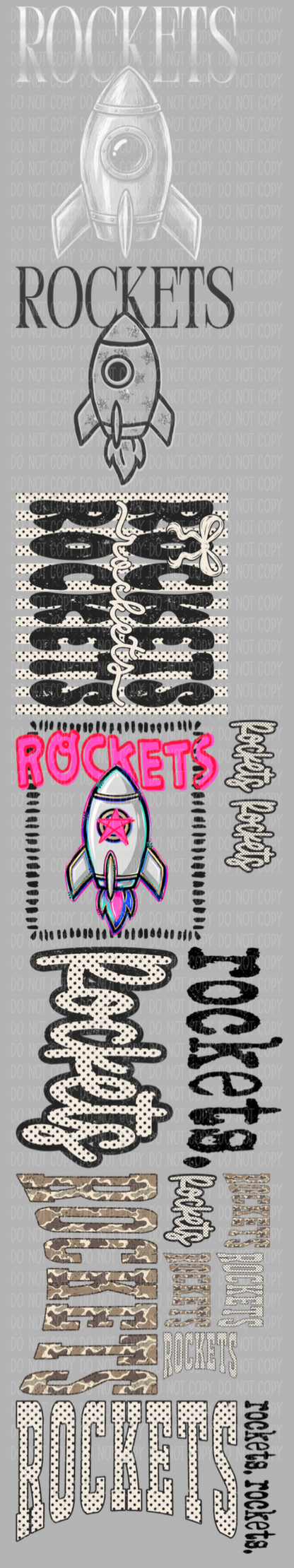 Rockets Mascot Pre-Made Gang Sheet 15X85