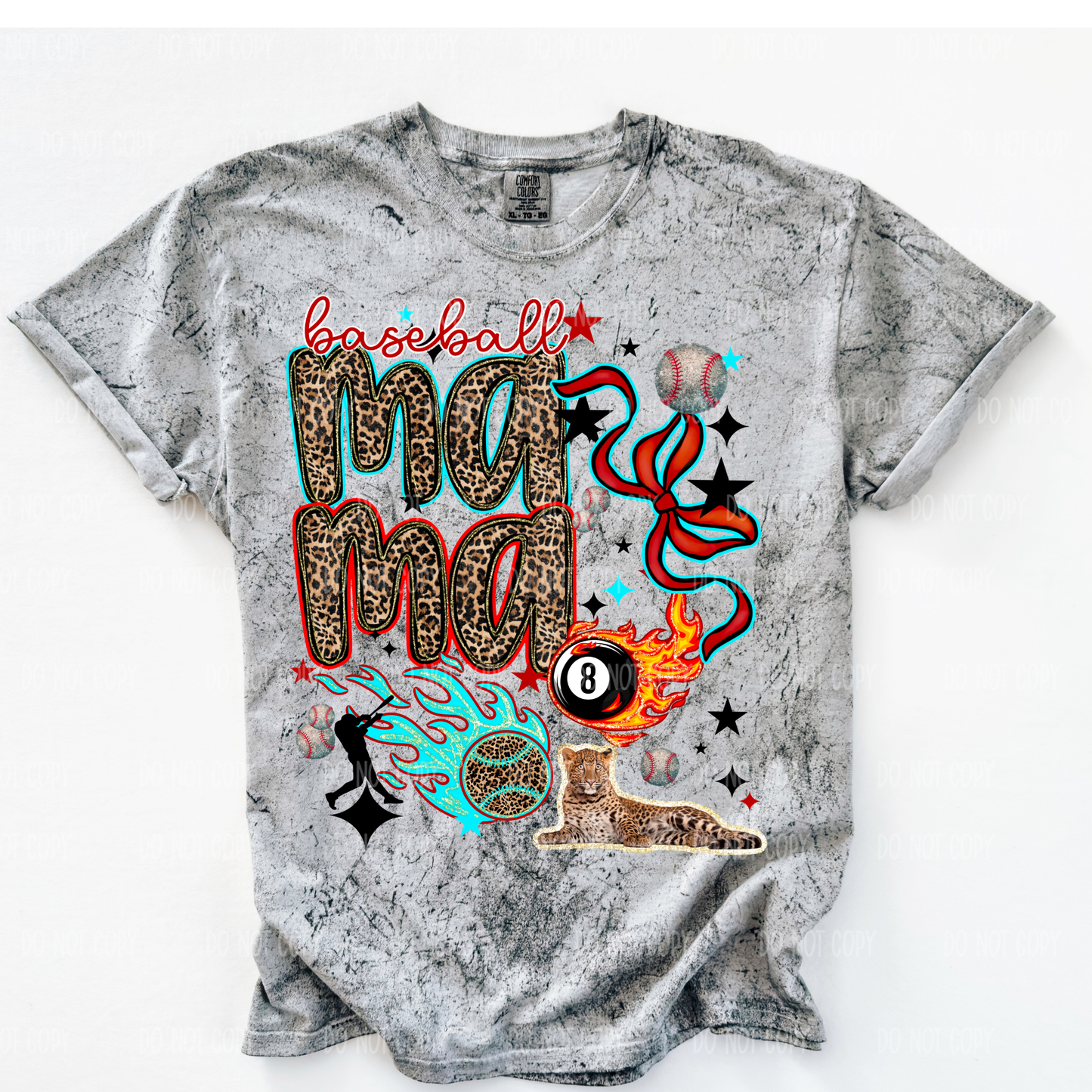 Leopard Baseball Mama Comfort Colors Tee