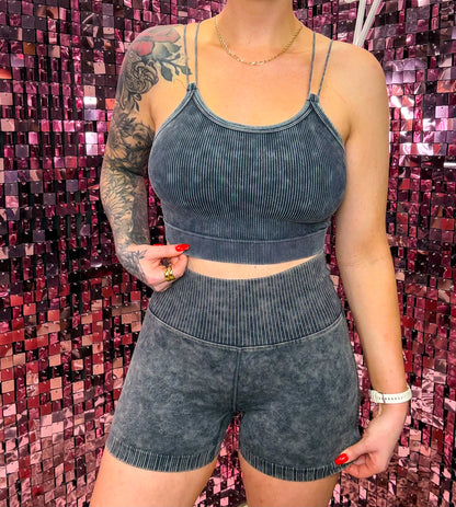 The Kendra Washed Ribbed Seamless Double Strap Tank