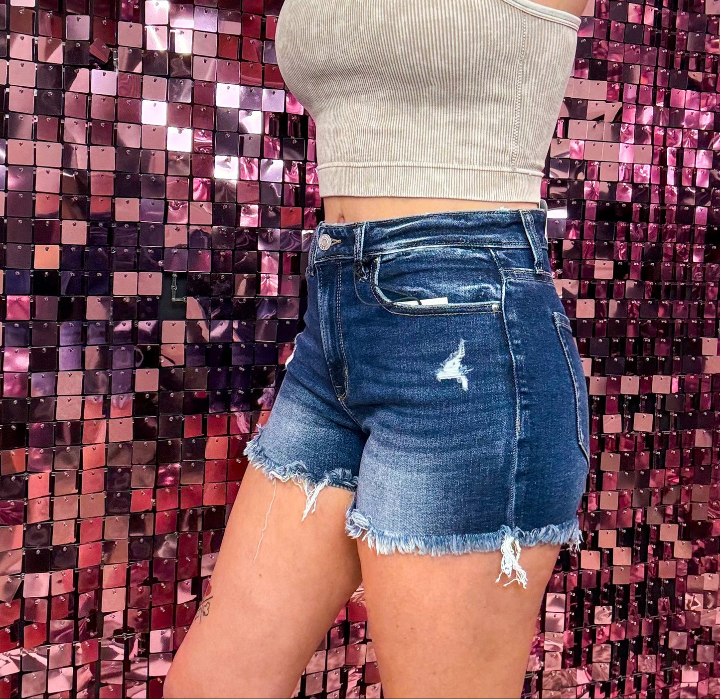 The Sadie Distressed Denim Shorts