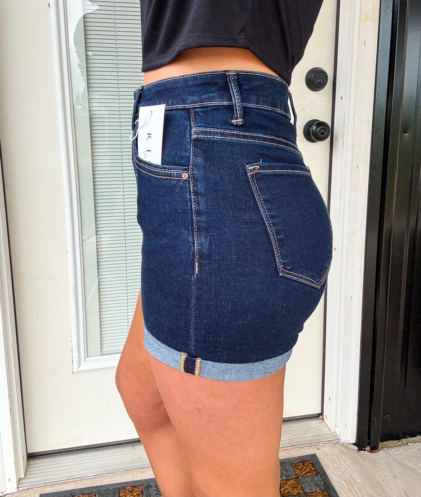The Lucy High Rise Cuffed Denim Shorts