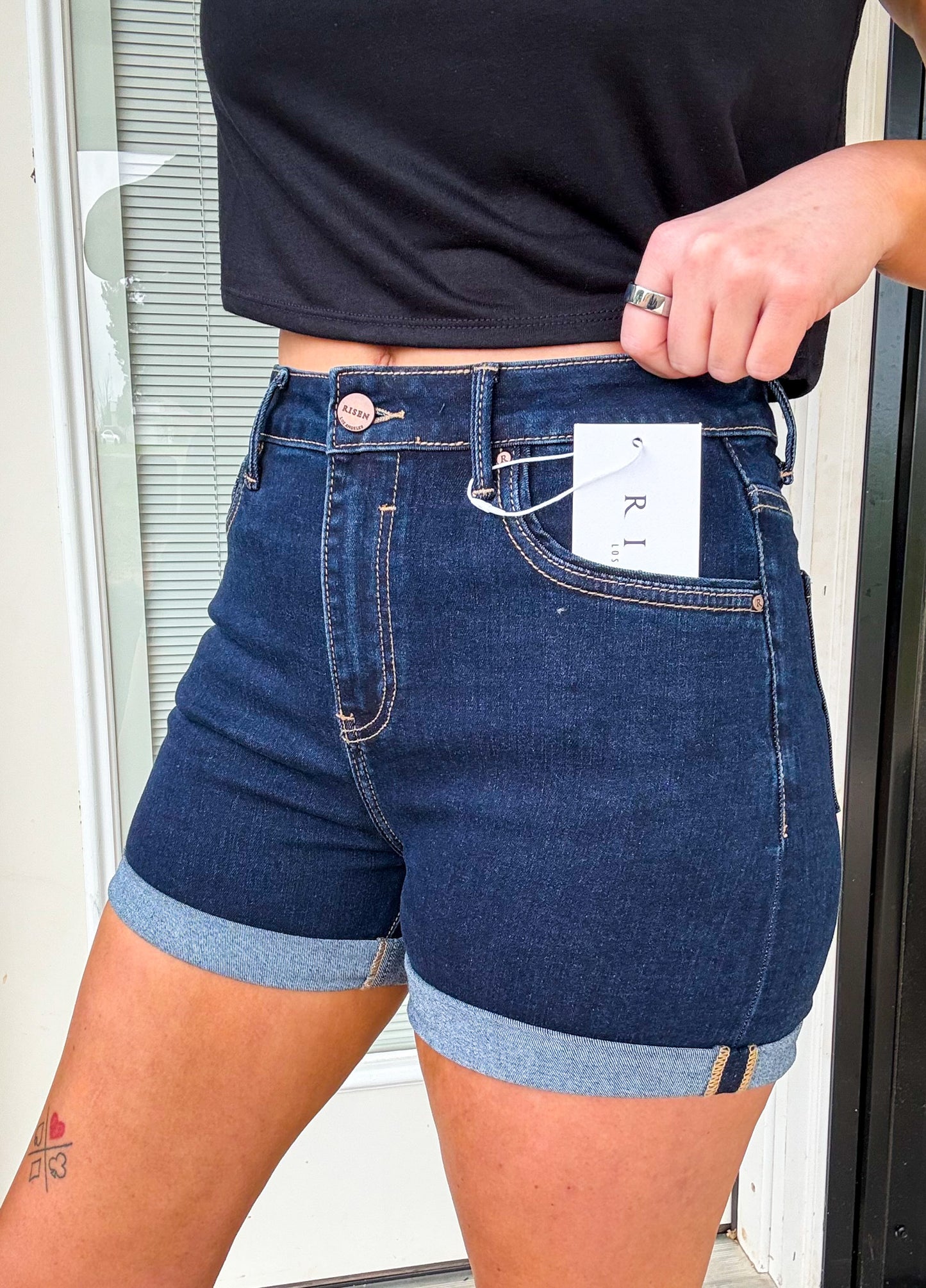 The Lucy High Rise Cuffed Denim Shorts