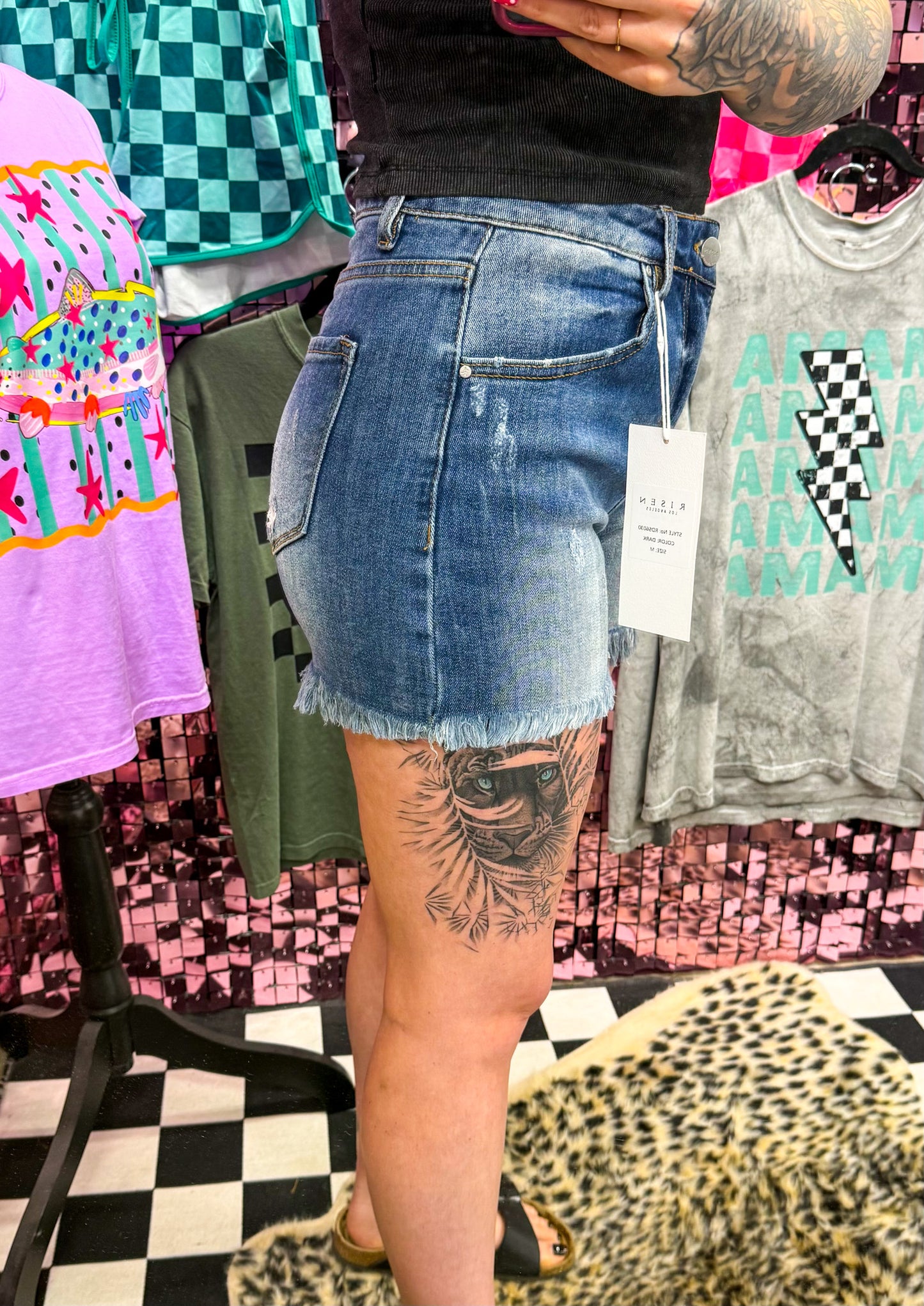 The Hazel High Rise Distressed Denim Shorts