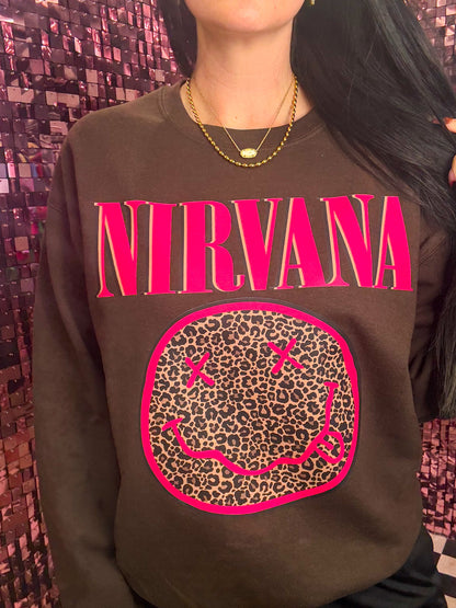 Pink Leopard Nirv Tee Or Sweatshirt