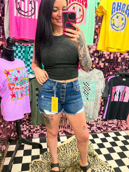 The Ellie Mid Rise Denim Shorts