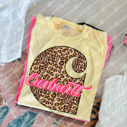Leopard Pink C@rhartt Single Print DTF Transfer