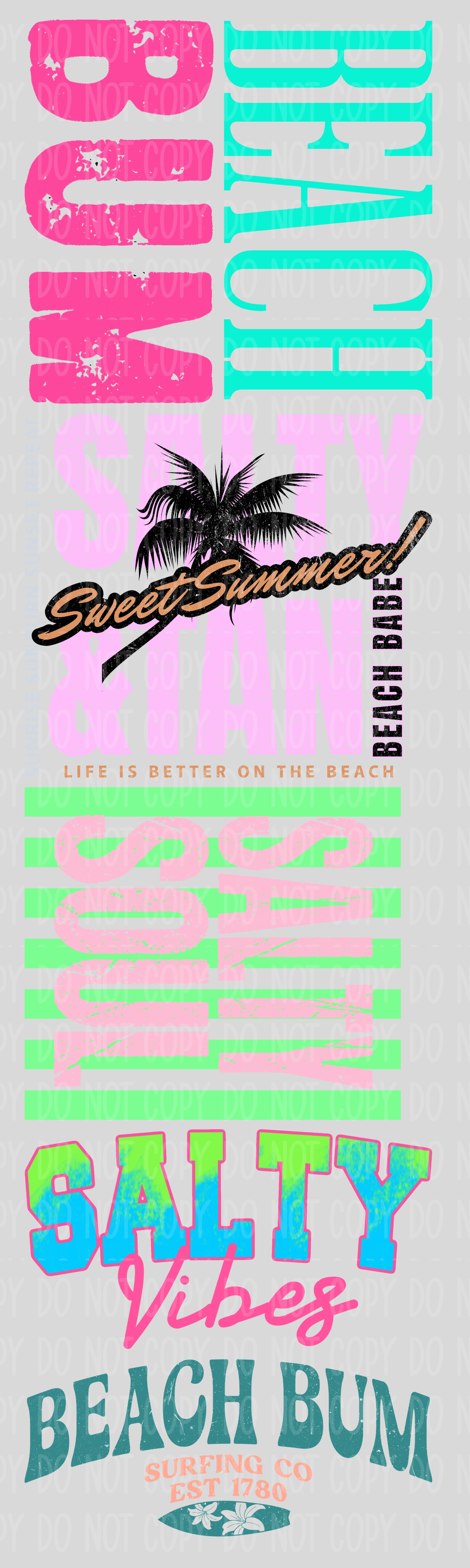 Beach Bum Pre-Made Gang Sheet 15X50