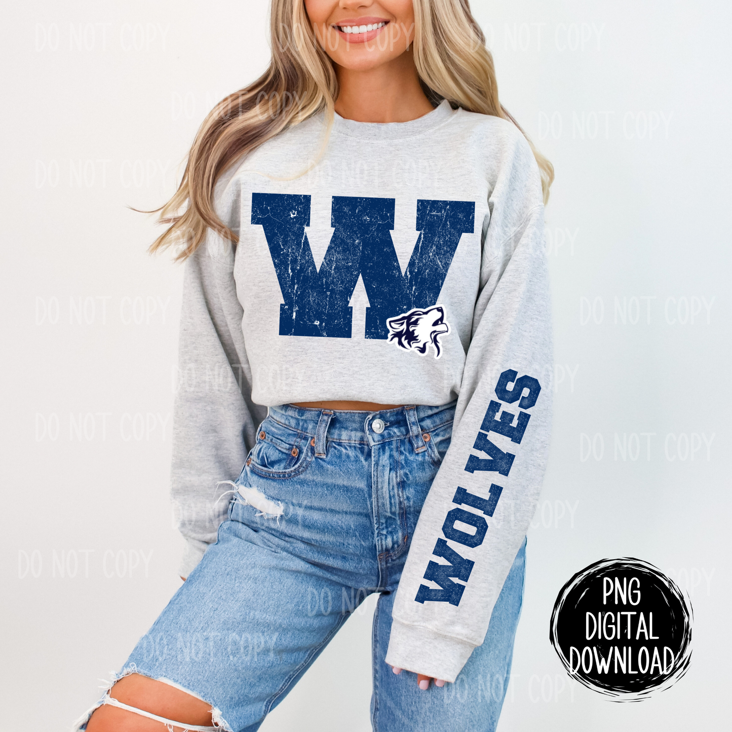 Shawnee Wolves | Wolves Mascot | Navy Distressed Wolves |  Preppy Mascot | PNG Digital Download | School Spirit | Trendy Designs