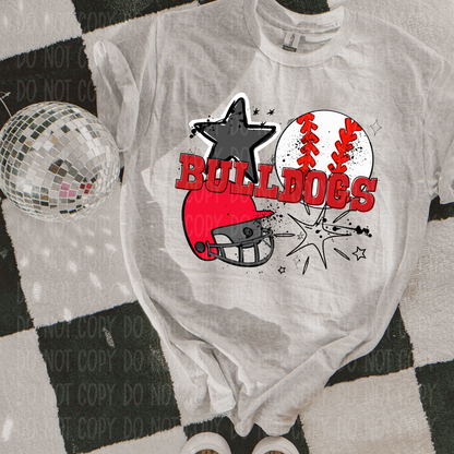 Bulldogs Baseball Single Print DTF Transfer