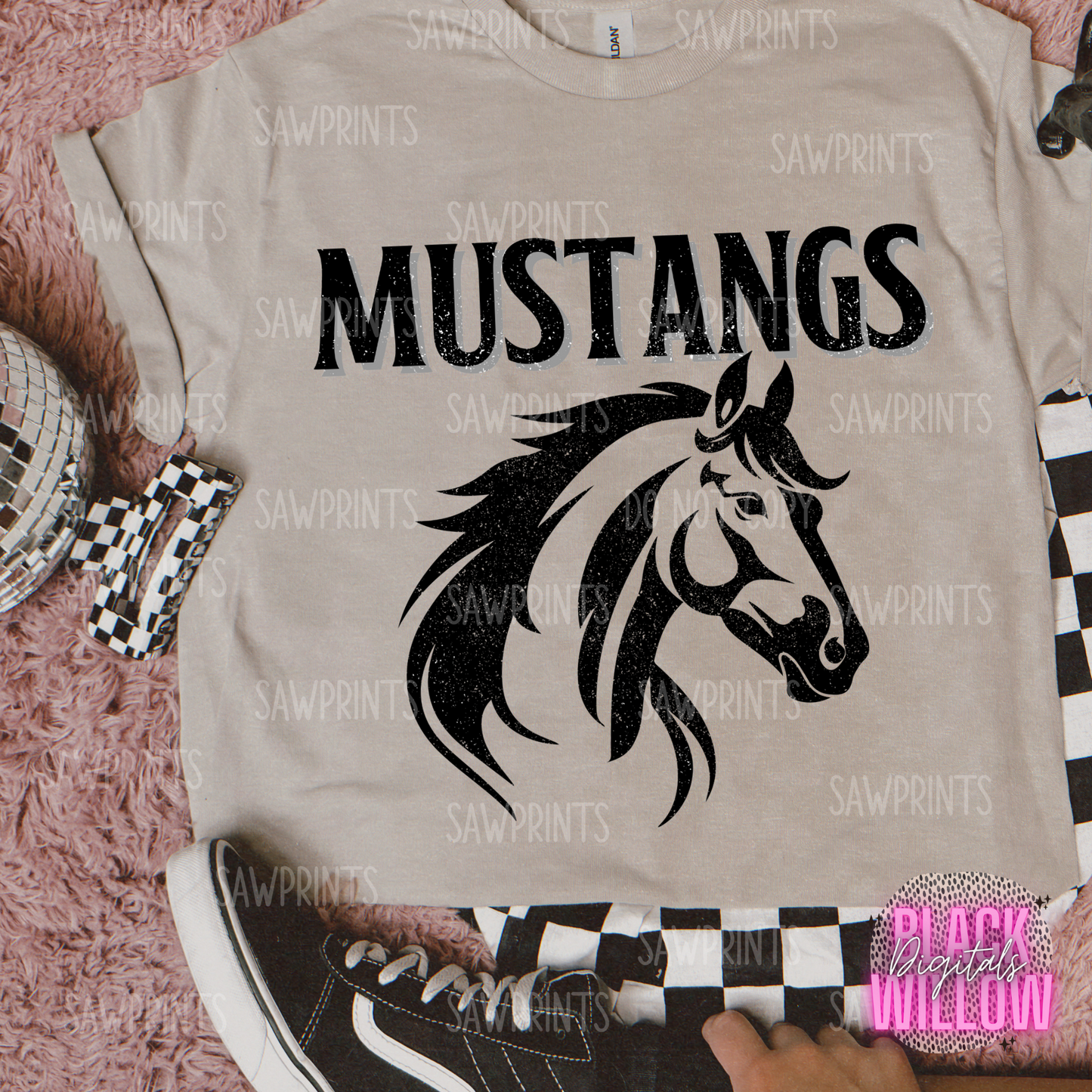 Mustangs Grunge Mascot